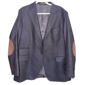 S. Cohen Men's Navy Blazer with Brown Elbow Patches